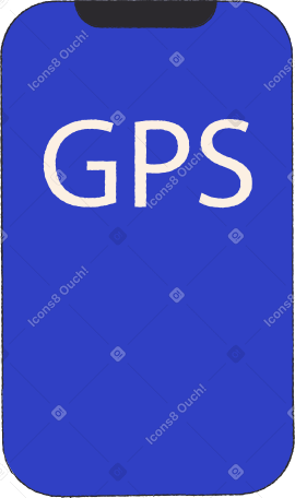 blue phone with the letters gps Illustration in PNG, SVG
