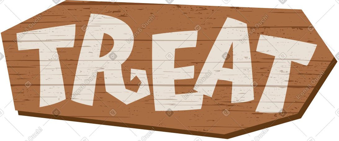 lettering treat text on tree board PNG, SVG