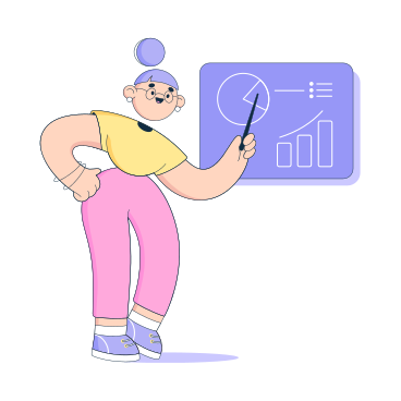 Teacher with a pointer explains the material on the blackboard PNG, SVG