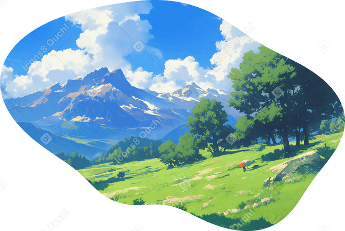 field and mountains background PNG、SVG