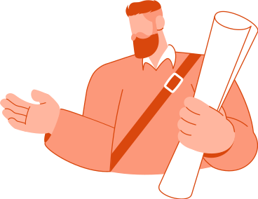 male student with a roll of drawings in his hand PNG, SVG