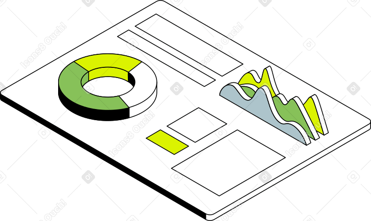 Illustration animée Tablette avec analyse aux formats GIF, Lottie (JSON) et AE