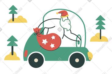 Santa in a car PNG, SVG