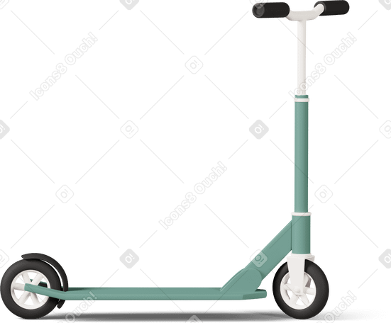 3D kids scooter side view Illustration in PNG, SVG