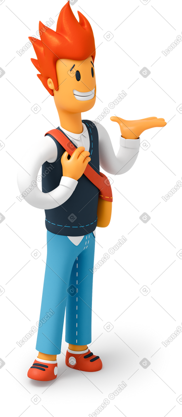 Red haired man with raised hand PNG, SVG