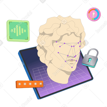 Biometric authentication and facial recognition PNG, SVG
