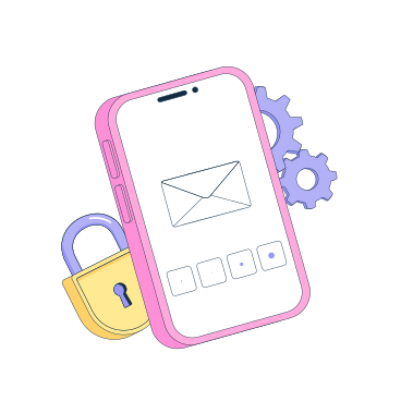 Illustration animée Sécurité numérique avec e-mail protégé par mot de passe aux formats GIF, Lottie (JSON) et AE