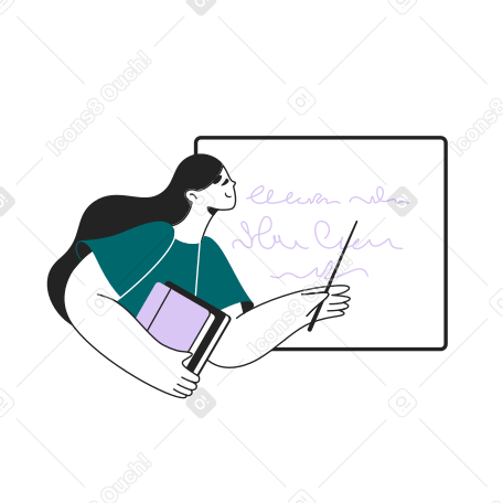 칠판에 여자가 새로운 자료를 설명 PNG, SVG