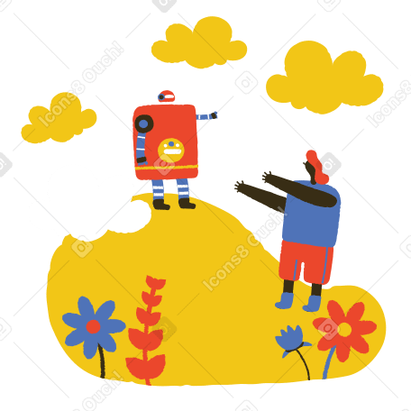 Love affair with robot PNG, SVG