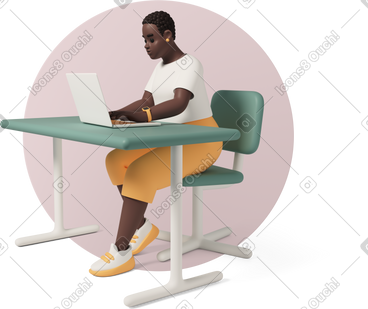 Woman working at desk with laptop PNG, SVG