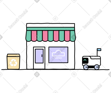 送货机器人将货物送到商店 PNG, SVG