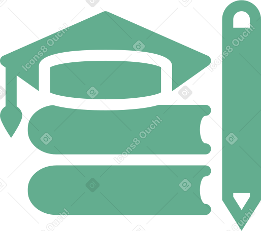 book icon with pen and student cap PNG, SVG