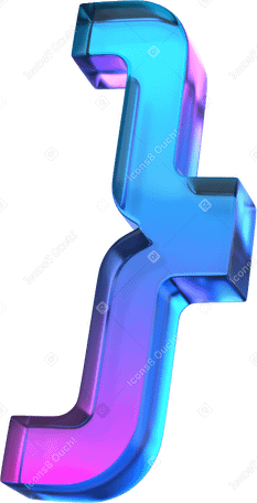3D glass right curly bracket PNG, SVG