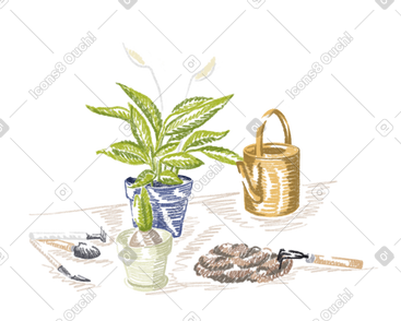 花盆、桌上种植工具 PNG, SVG