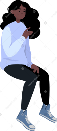 sad girl sitting Illustration in PNG, SVG