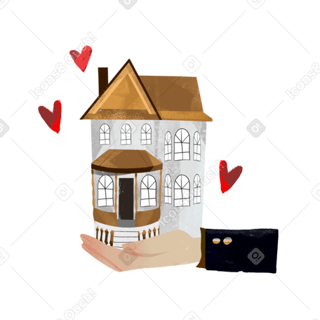 Hand holding house Illustration in PNG, SVG