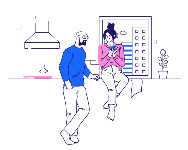 Woman and man in the kitchen PNG, SVG
