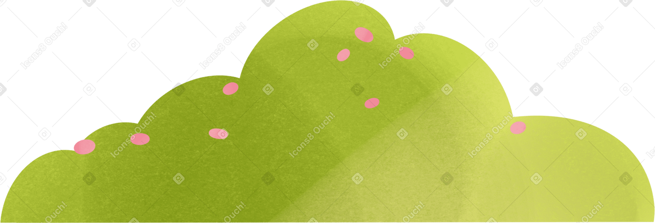green bush with pink flowers Illustration in PNG, SVG