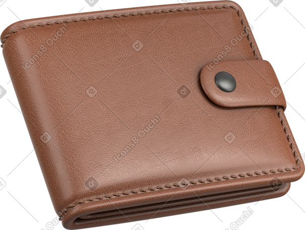 3D brown wallet turned right PNG, SVG