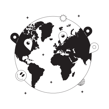 Globe terrestre avec de nombreuses icônes de géolocalisation PNG, SVG