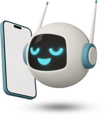 Small chatbot talking on the phone PNG, SVG
