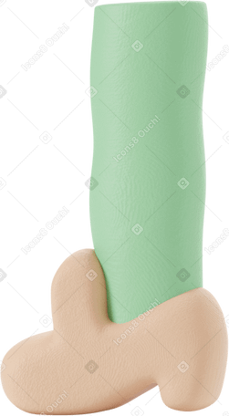 3D Green leg foot in beige shoe turned left Illustration in PNG, SVG