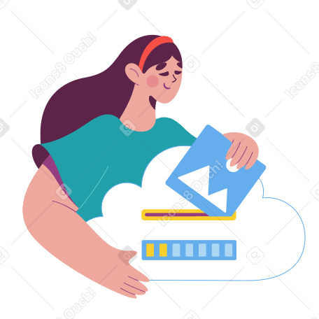 Girl uploads a picture to the cloud PNG, SVG