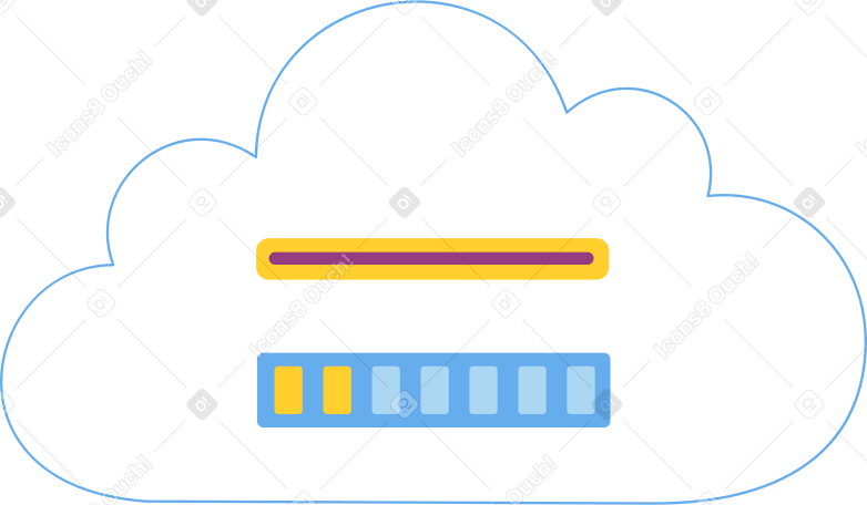 cloud with loading bar Illustration in PNG, SVG