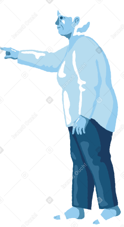 old curvy woman pointing side view Illustration in PNG, SVG