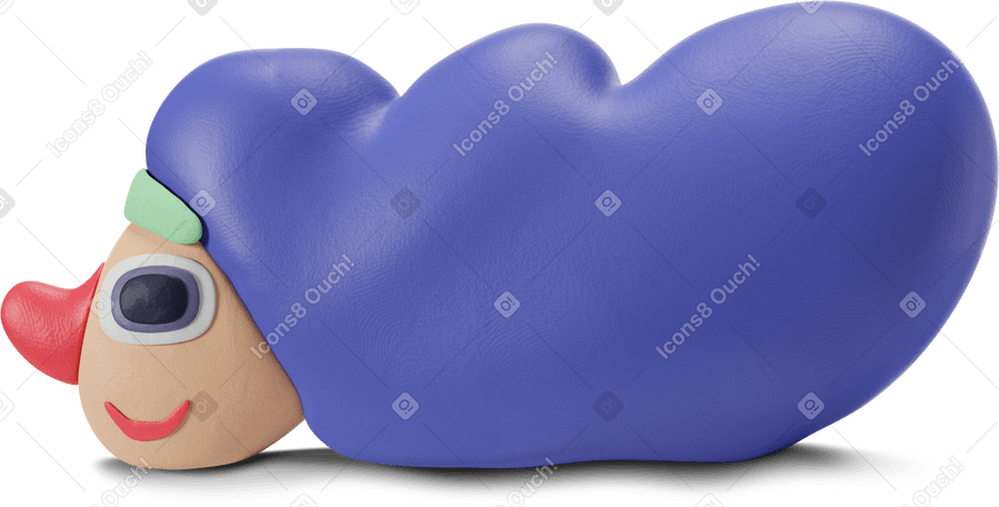 3D Blue haired woman's head PNG, SVG