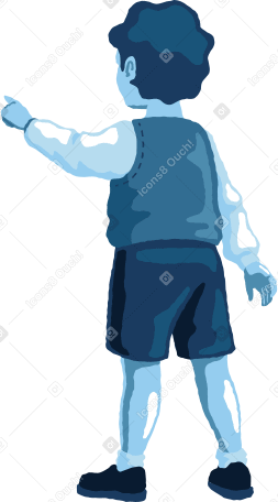 boy pointing back Illustration in PNG, SVG
