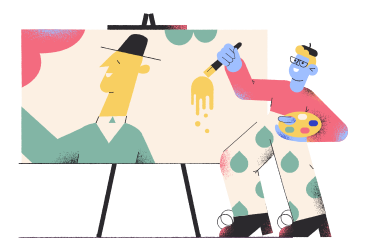 Man painting a picture on canvas PNG, SVG