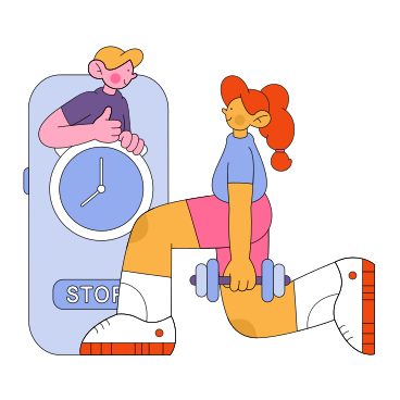 Girl exercising with an online trainer PNG, SVG