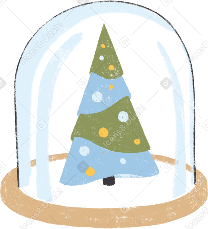 glass dome with a christmas tree PNG, SVG