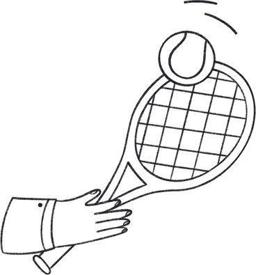 hand holds a tennis racket and ball PNG, SVG