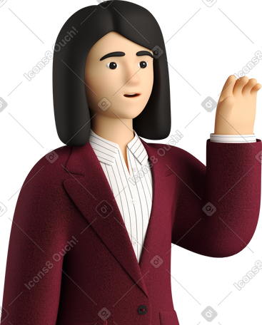 3D businesswoman in red suit waving goodbye PNG, SVG