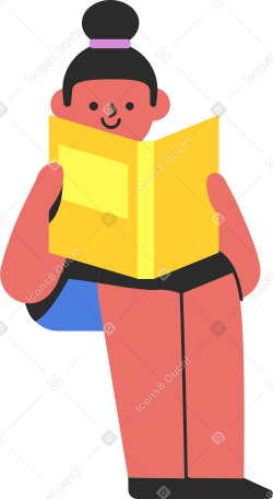 girl reading book Illustration in PNG, SVG