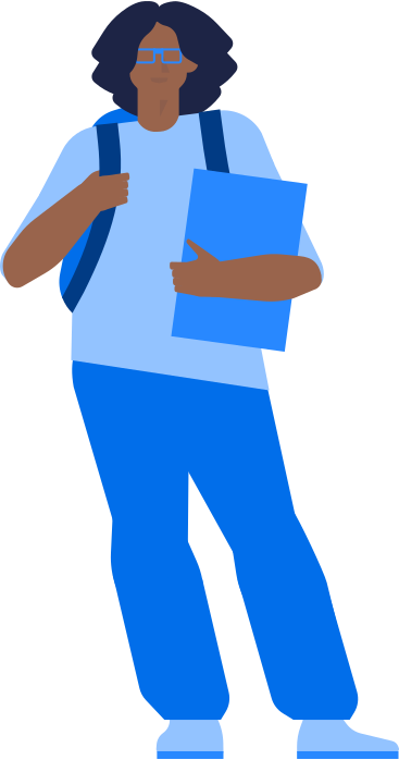 student girl with backpack folder in her hands PNG, SVG