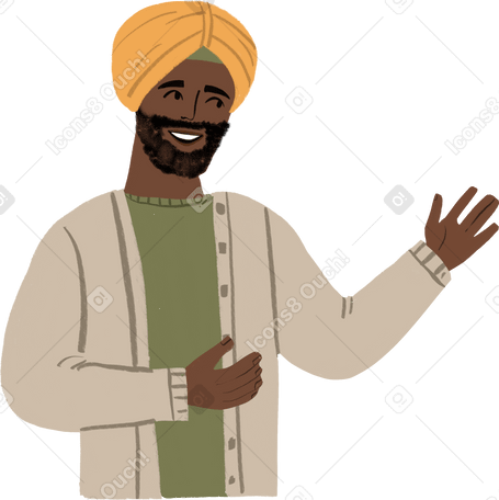 man in turban speaking with his hands up Illustration in PNG, SVG