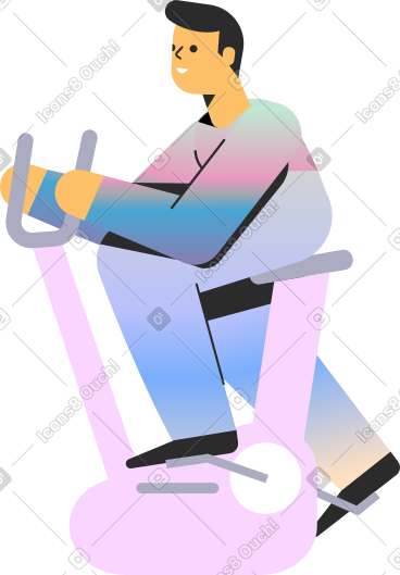 Man on exercise bike pedaling PNG, SVG