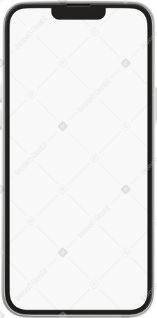 3D front view of white phone screen Illustration in PNG, SVG