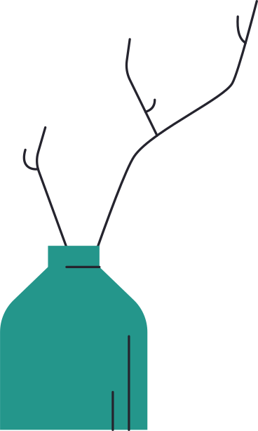 green vase with two branches PNG, SVG