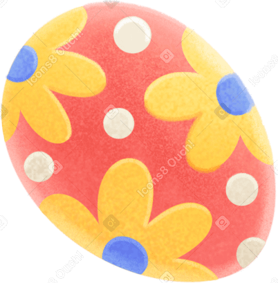 easter red egg with a flower pattern PNG、SVG