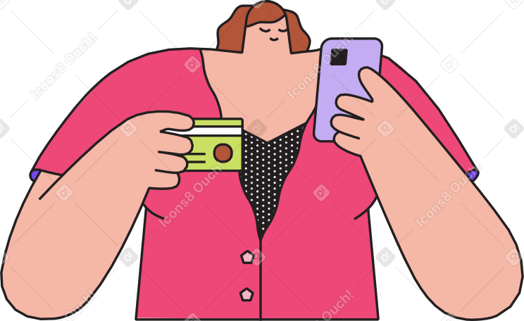 menina com telefone e cartão PNG, SVG