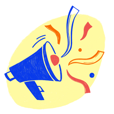 Megaphone and confetti PNG, SVG