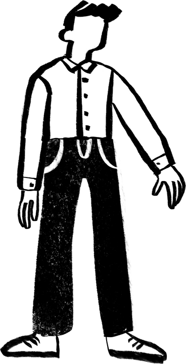 black and white man in a shirt with his hand outstretched PNG, SVG