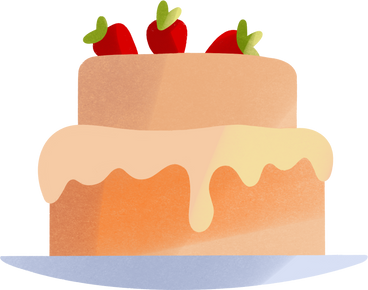 two tiered strawberry cake on a plate PNG、SVG