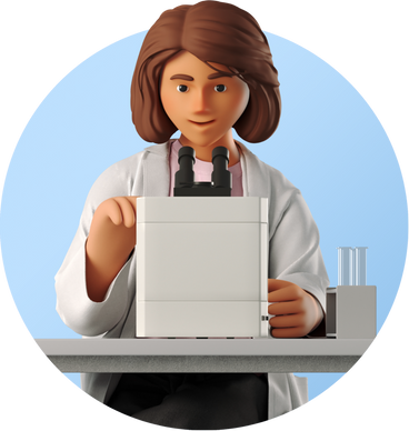 Female scientist working with microscope в PNG, SVG