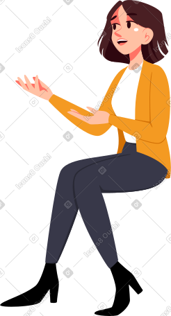 坐着的女人挥手说话 PNG, SVG