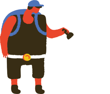 man with backpack and torch PNG, SVG